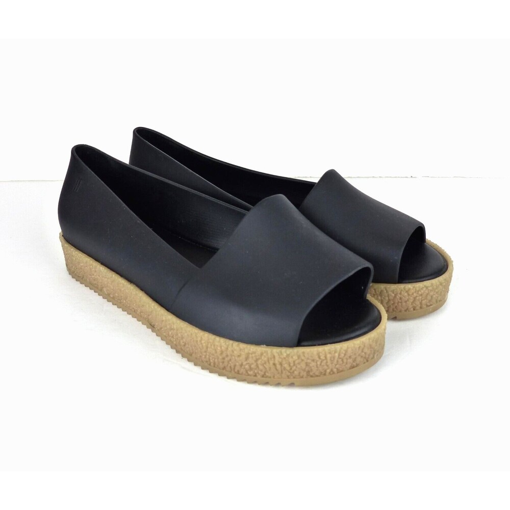 Melissa Puzzle Ad Flats Womens 7 EU 38 Black Platform Slip On Sandals Boho 90s